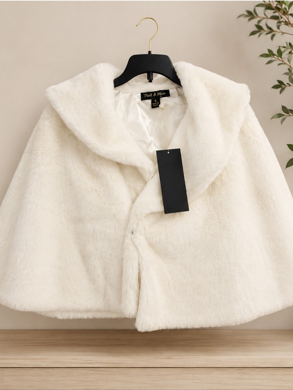White Faux Fur Cape Shawl Elegant Winter Bridal